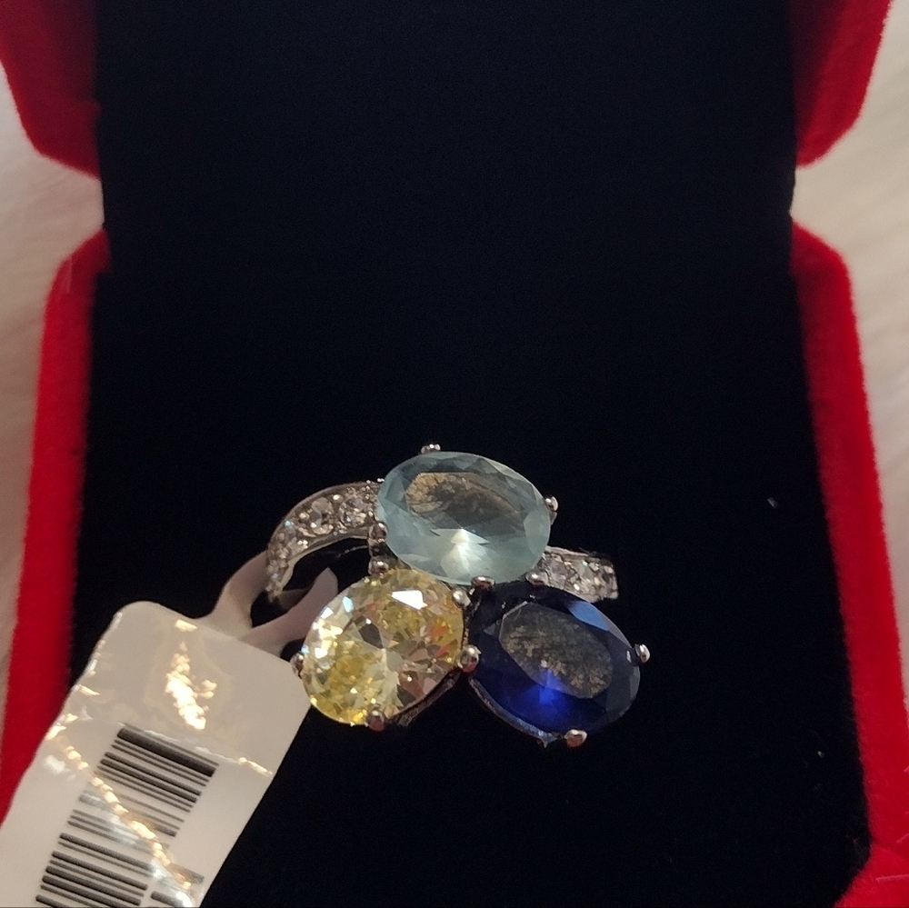 3 Stone Ring in Stainless size 6 AAA CZs